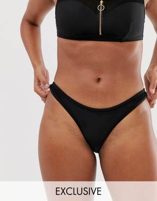 Wolf & Whistle Exclusive fishnet bikini bottom in black