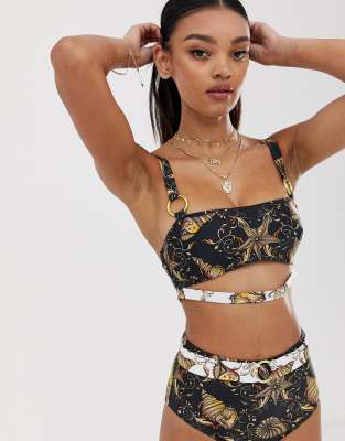 wolf and whistle shell print bikini