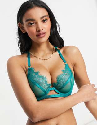 Wolf & Whistle Fuller Bust Mesh Lace Underwired Bra With Racer Back In  Turquoise-green