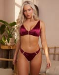 [Wolf & Whistle] Wolf & Whistle Fuller Bust x Abby Benson square buckle high leg bikini bottoms in cherry red 16 Red