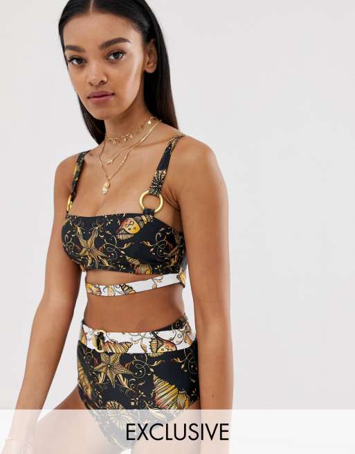 Wolf & Whistle - Grote cupmaten - Exclusieve bikinitop met print, cup DD - G
