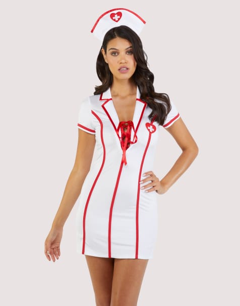 Wolf & Whistle hallloween 2 piece nurse set in white - view 1
