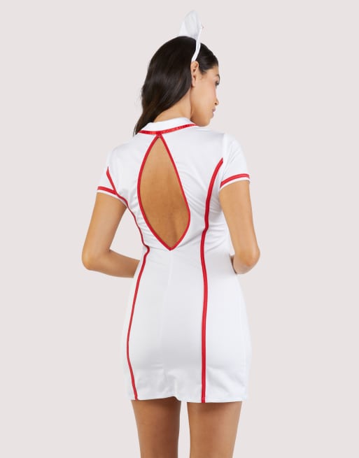 Wolf & Whistle hallloween 2 piece nurse set in white, 2 of 3
