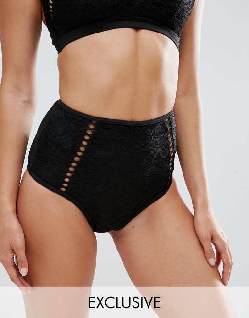 Wolf & Whistle High Waisted Crochet Lace High Waisted Bikini Bottom