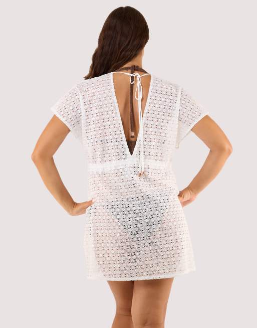 Wolf & Whistle Isla crochet beach kaftan in white, 2 of 4