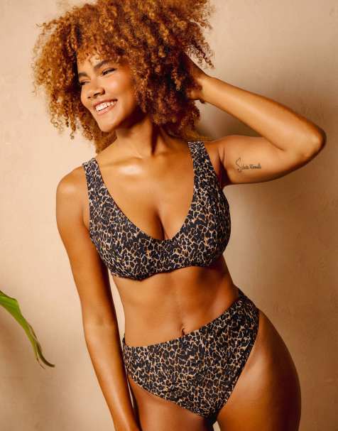 Wolf & Whistle Juliet leopard print mix & match high-waist high-leg bottoms in leopard print - view 1