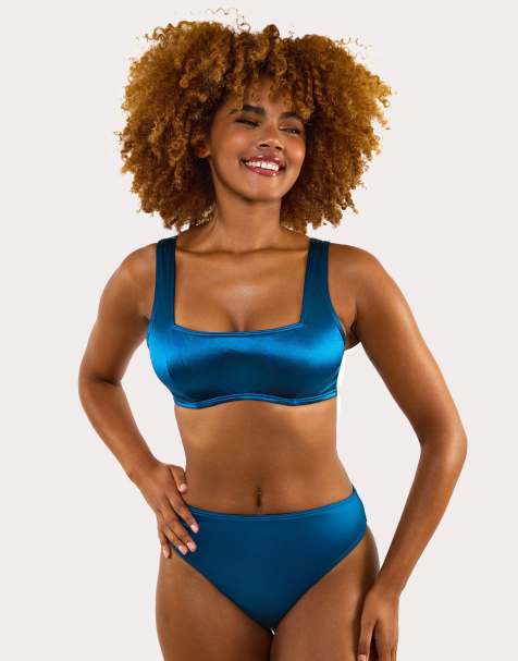 Wolf & Whistle Kylie fuller bust square neck crop top in teal - view 1