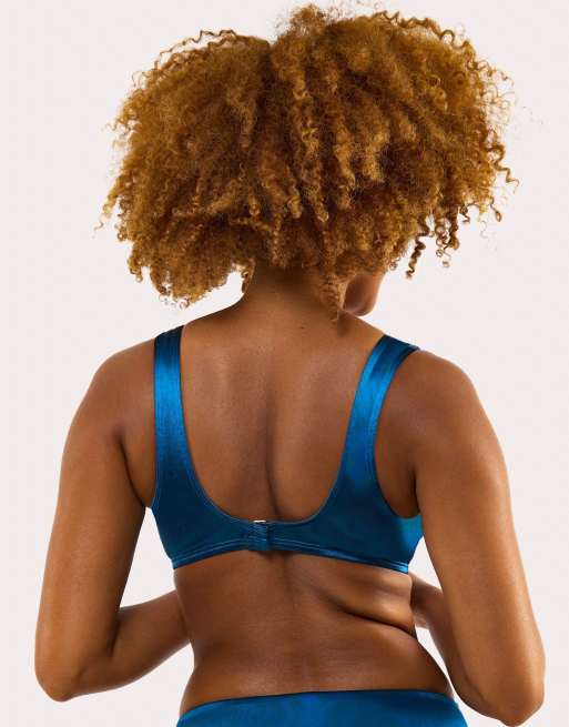 Wolf & Whistle Kylie fuller bust square neck crop top in teal, 4 of 4
