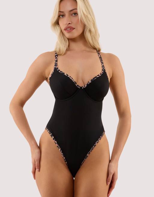 Wolf & Whistle Lorna leopard print fuller bust underwired swimsuit in leopard print, 4 of 4