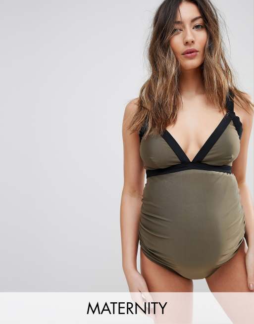amp; Maternity Badeanzug khaki Whistle mit G in Wolf E bis Khaki Riemendesign Cup dEqOWfnwg
