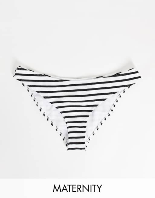 Wolf & Whistle Maternity Exclusive bikini bottom in textured stripe
