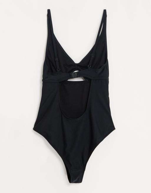 Wolf & Whistle Maternity Exclusive – Czarny strój kąpielowy z wycięciami, 2 z 4