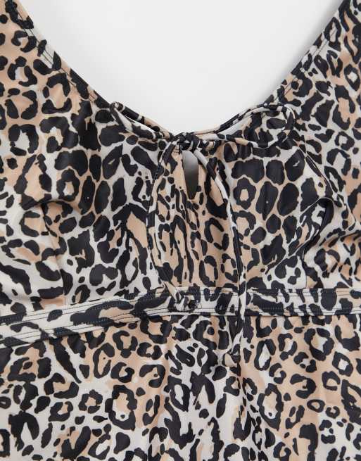 Wolf & Whistle Maternity Exclusive swimsuit with tie detail in leopard print, 3 of 4