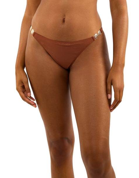 Wolf & Whistle Morgan glitter mix & match tanga bikini bottoms in bronze