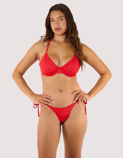Wolf & Whistle Paloma tie side bikini brief in red - view 1