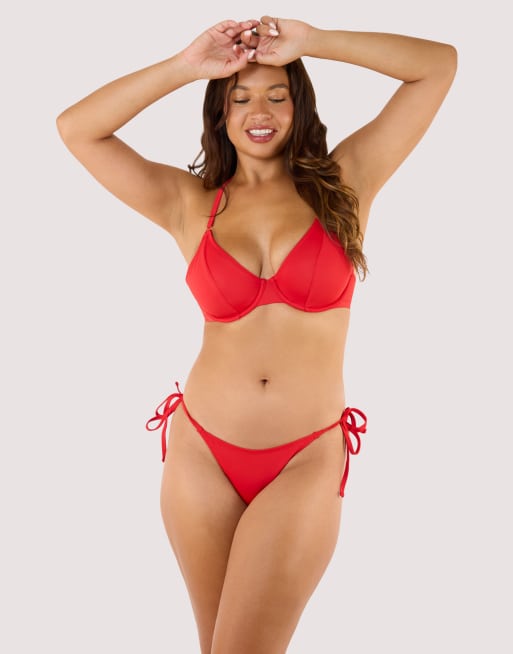 Wolf & Whistle Paloma underwired halterneck bikini top in red, 4 of 4