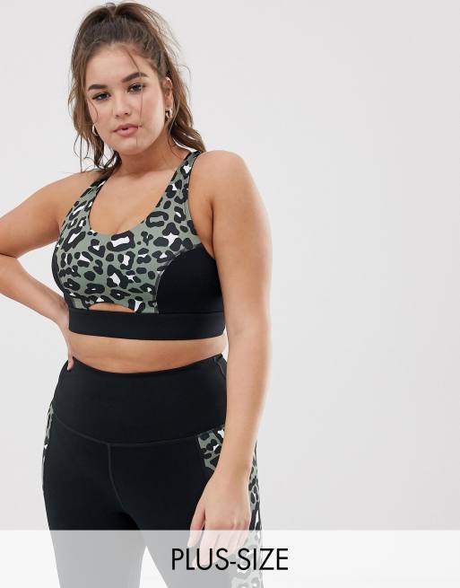 Wolf & Whistle Plus - Beha in kaki met luipaardprint