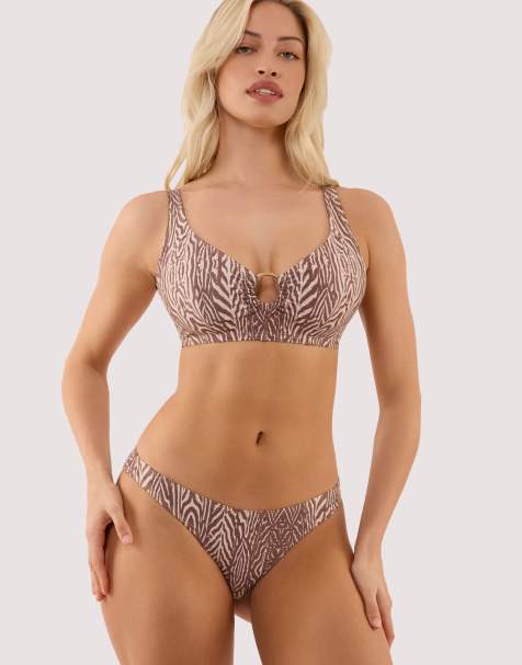 Wolf & Whistle Raquel tiger print crop bikini top and bottom set - view 1