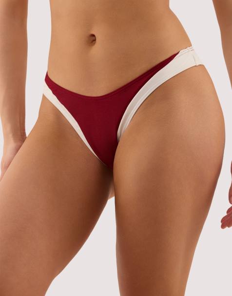 Wolf & Whistle Stasia high leg brief in wine & ivory - view 1