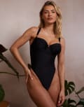 [Wolf & Whistle] Wolf & Whistle x Emily Hughes Fuller Bust swimsuit in black 12G Black