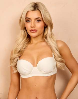Wolf & Whistle X Isabella Whittingham Ruched Underwire Bikini Top In White