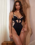 [Wolf & Whistle] Wolf & Whistle x Michelle Domingos illusion net and micro cut about body in black 36A BLACK