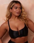 [Wolf & Whistle] Wolf & Whistle x Natalie Gessey Fuller Bust bikini top with gold ring detail-Black 6E-F BLACK