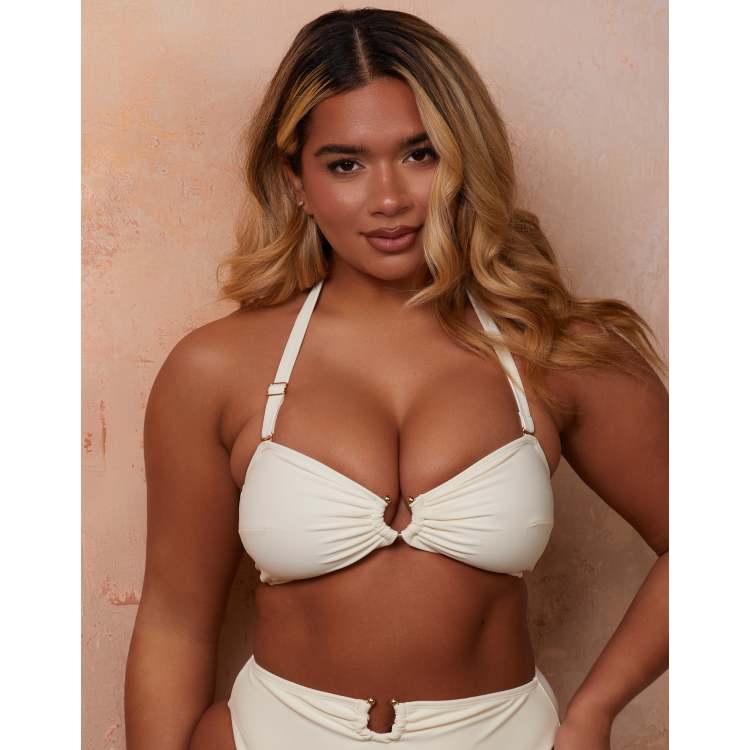 Wolf & Whistle x Natalie Gessey Fuller Bust gold trim detail