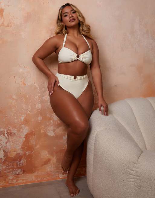 Wolf & Whistle X Natalie Gessey Fuller Bust gold trim detail