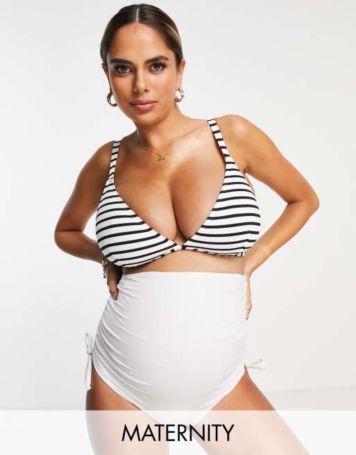 Wolf & Whistle - Zwangerschapskleding - Exclusives - Triangel bikinitopjes met strepen met textuur