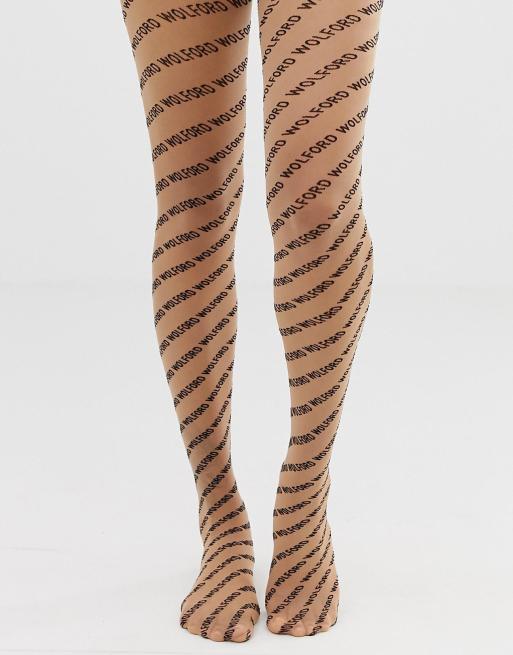 Nude Karligraphy Logo Embroidered Tights