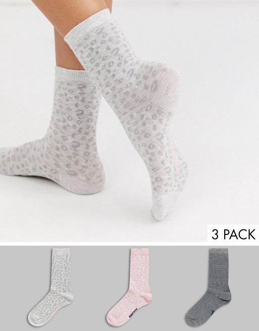 Women'secret 3 pack leopard print animal socks