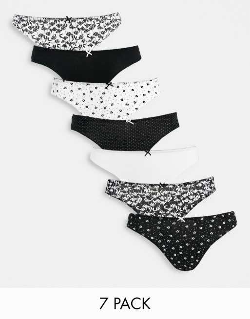 Women'secret 7 pack cactus and star printed briefs in monochrome