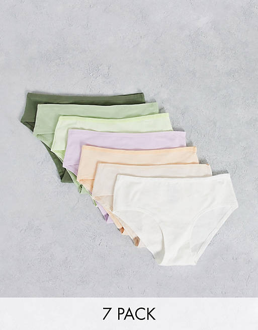 Women'secret 7 pack cotton summer stripe briefs in multi colours