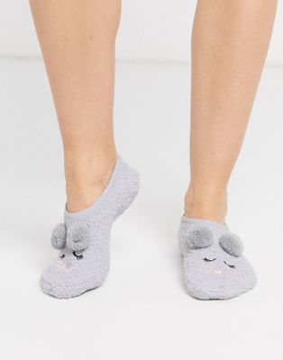 Women'secret - Behaaglijke lage sokken met konijn in grijs