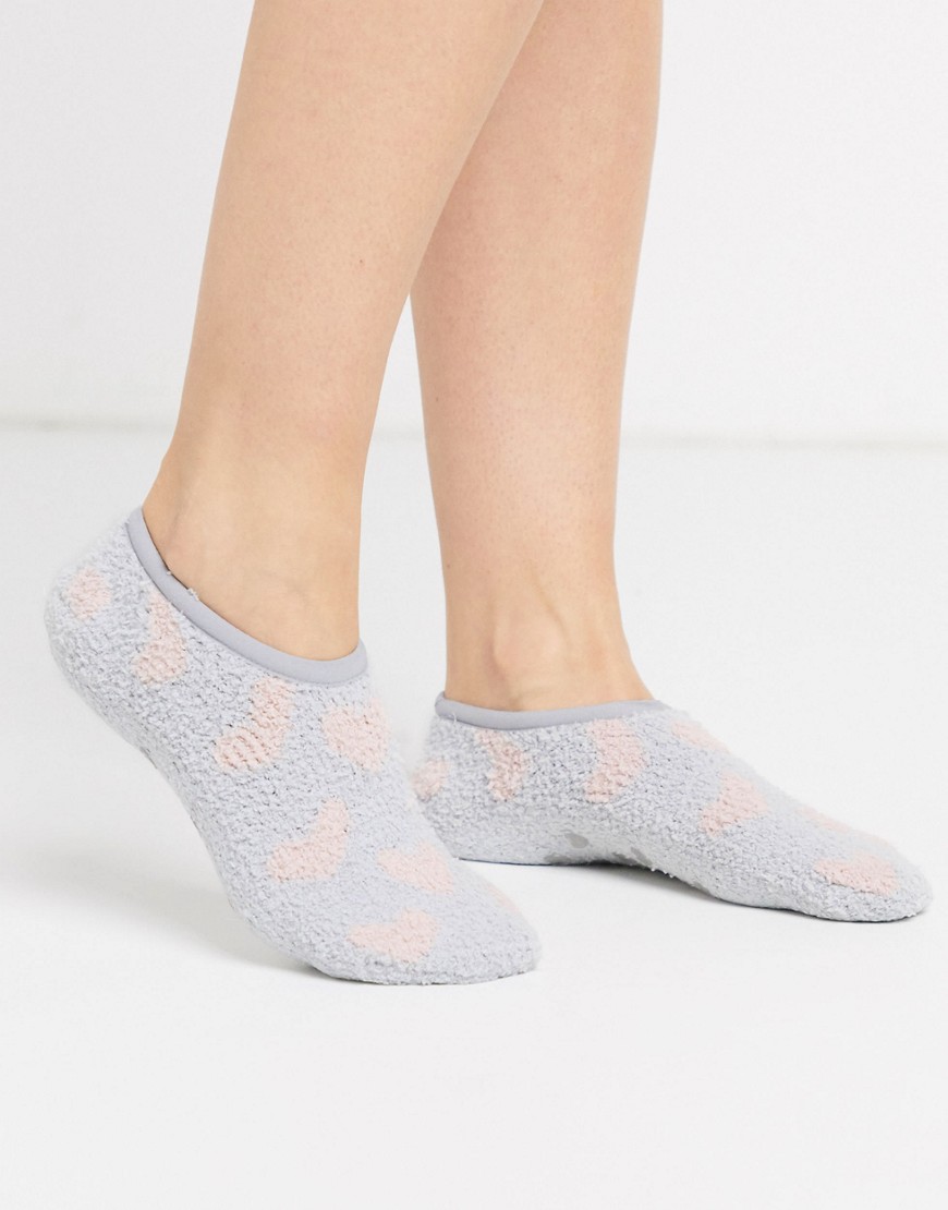 Women'secret - Calze a pantofola grigie con cuori-Grigio