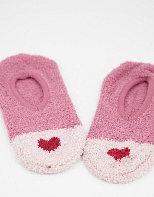 Women'secret cosy foosie socks with heart detail in pink