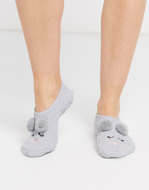 Women'secret cosy rabbit footsie socks in grey