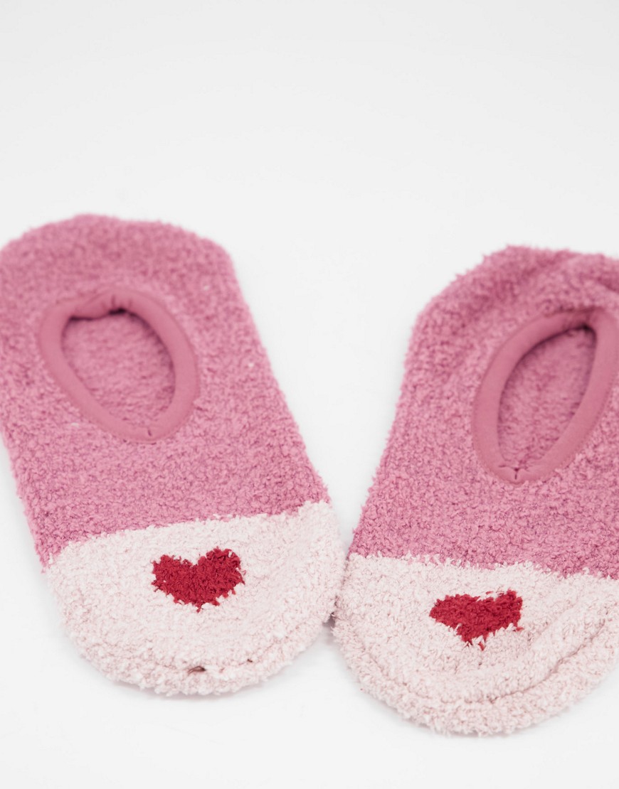 Women'secret cozy footsie socks with heart detail in pink
