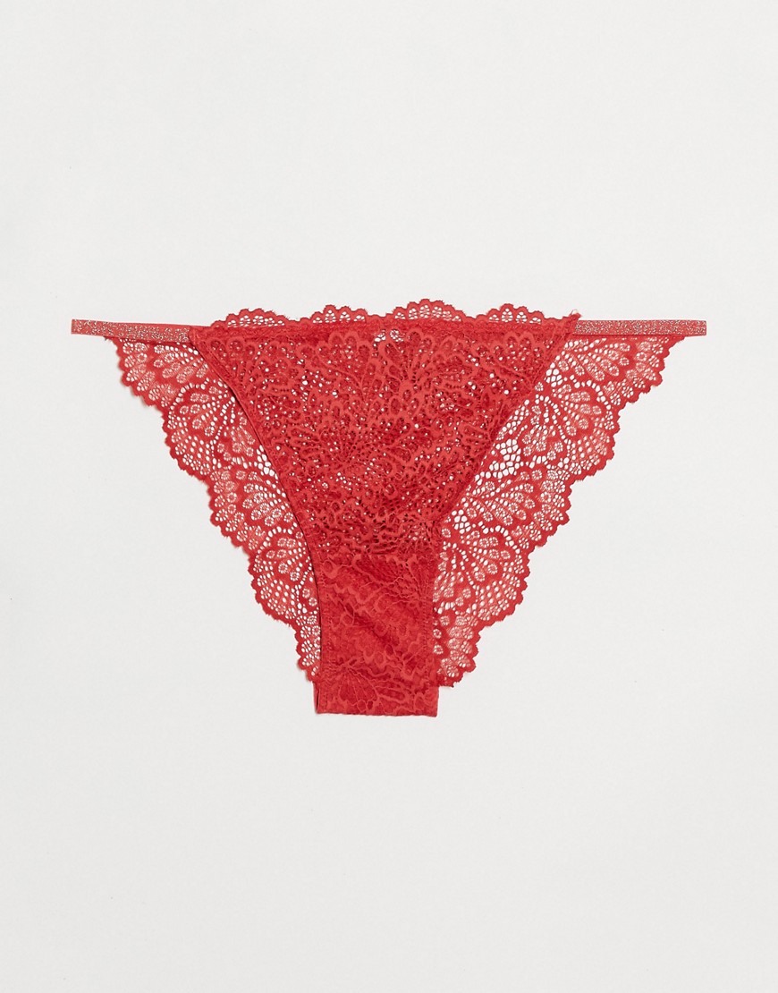 Women'secret lace tanga brazilian panty in burnt orange
