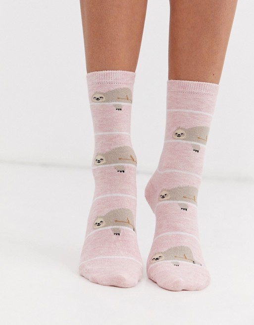 Women'secret lazy sloth socks in pink