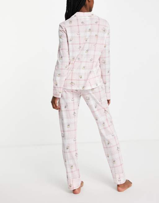 Women'secret - Lyserødt pyjamassæt med Svampebob- og Patrick-motiv, reverskrave og tern, 2 af 4