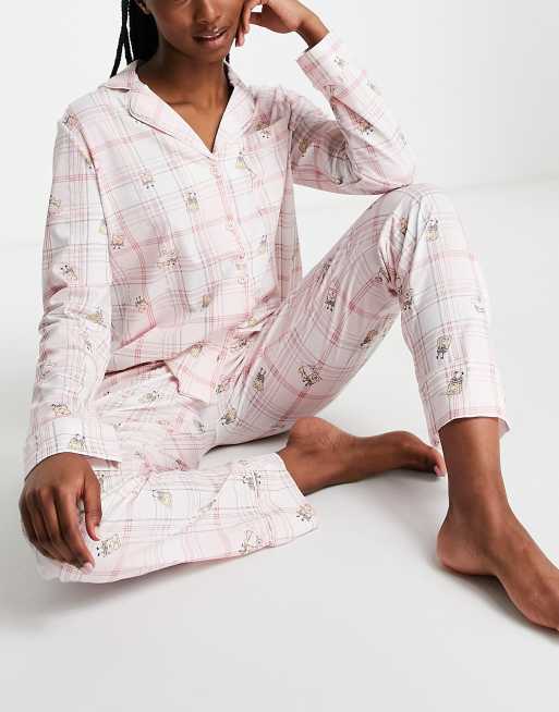 Women'secret - Lyserødt pyjamassæt med Svampebob- og Patrick-motiv, reverskrave og tern, 4 af 4