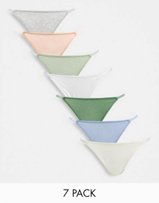Women'secret – Olikfärgade, enfärgade trosor med stringdesign i sidan, 7-pack