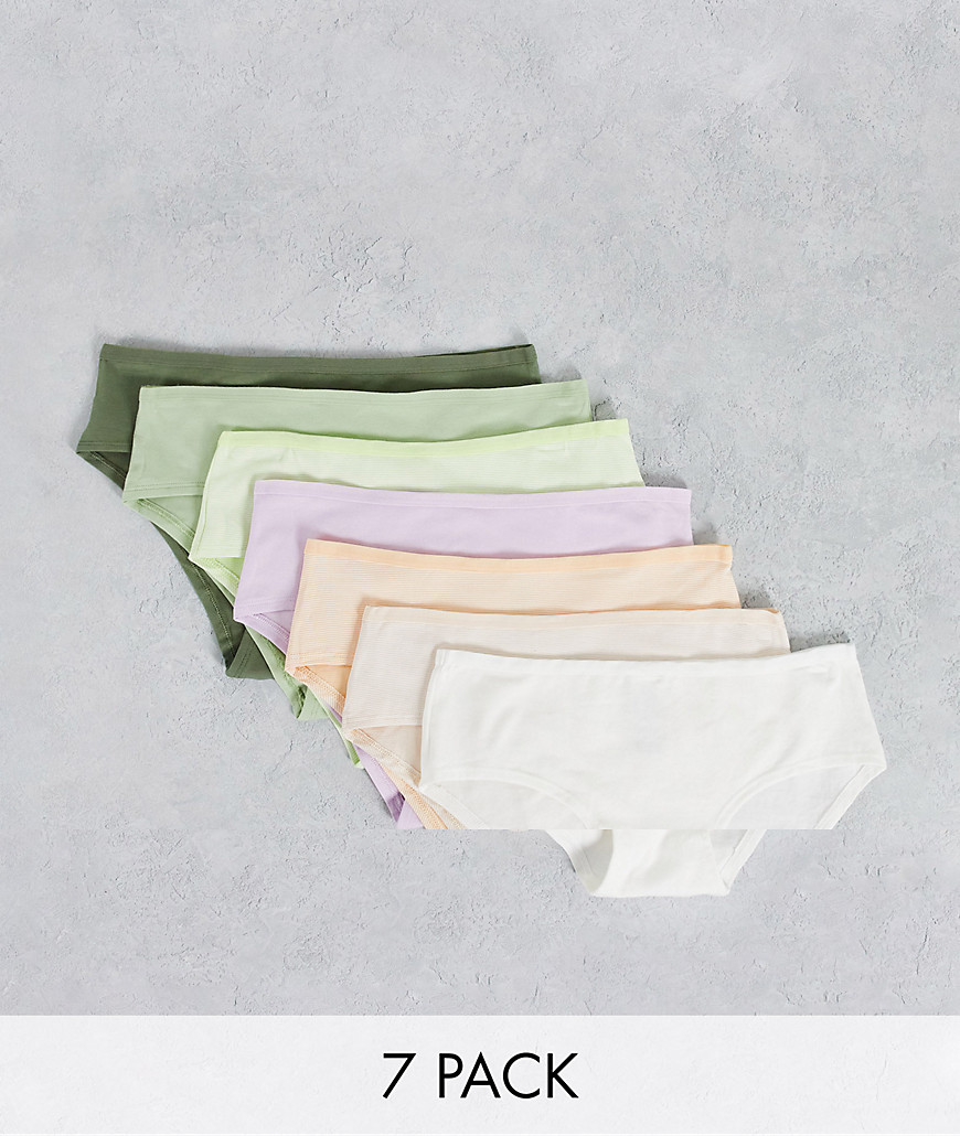 Women'secret - Pakke med 7 multifarvede sommer-briefs med striber i bomuld-Multifarvet