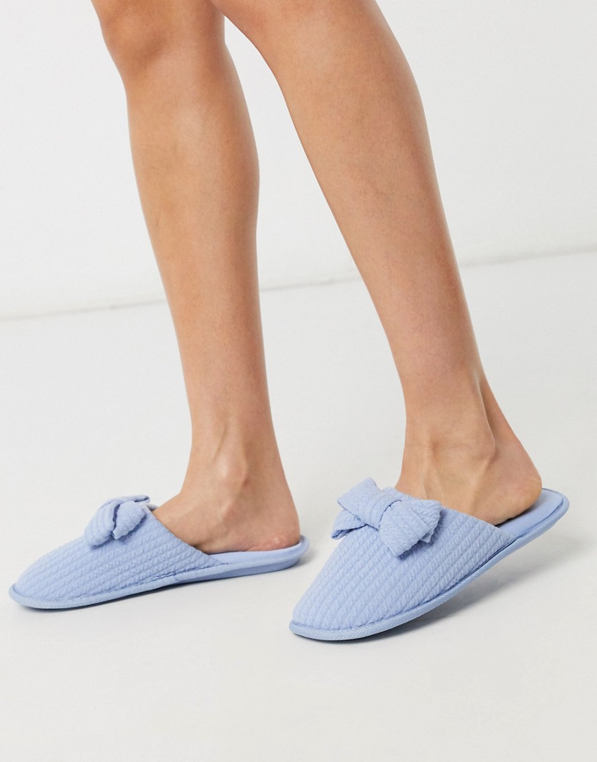 Women'secret - Pantofole testurizzate blu pallido con nodo
