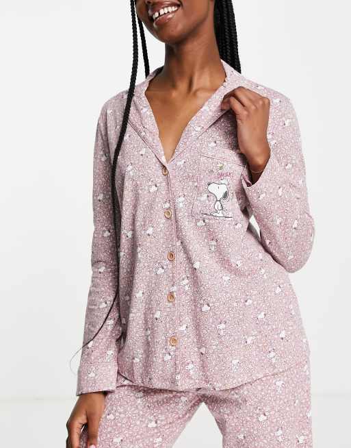 Women'secret – Rosa blommig pyjamas med Snobben-tryck och platt krage, 3 av 4
