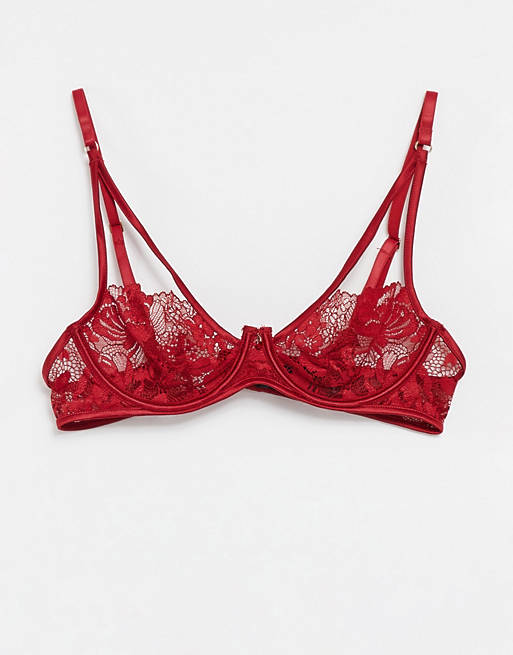 Lingerie & Nightwear Women'secret sheer lace exposed wire bra in red 
