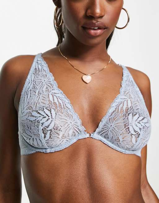 Non-padded Underwire Lace Bra - Bright blue - Ladies