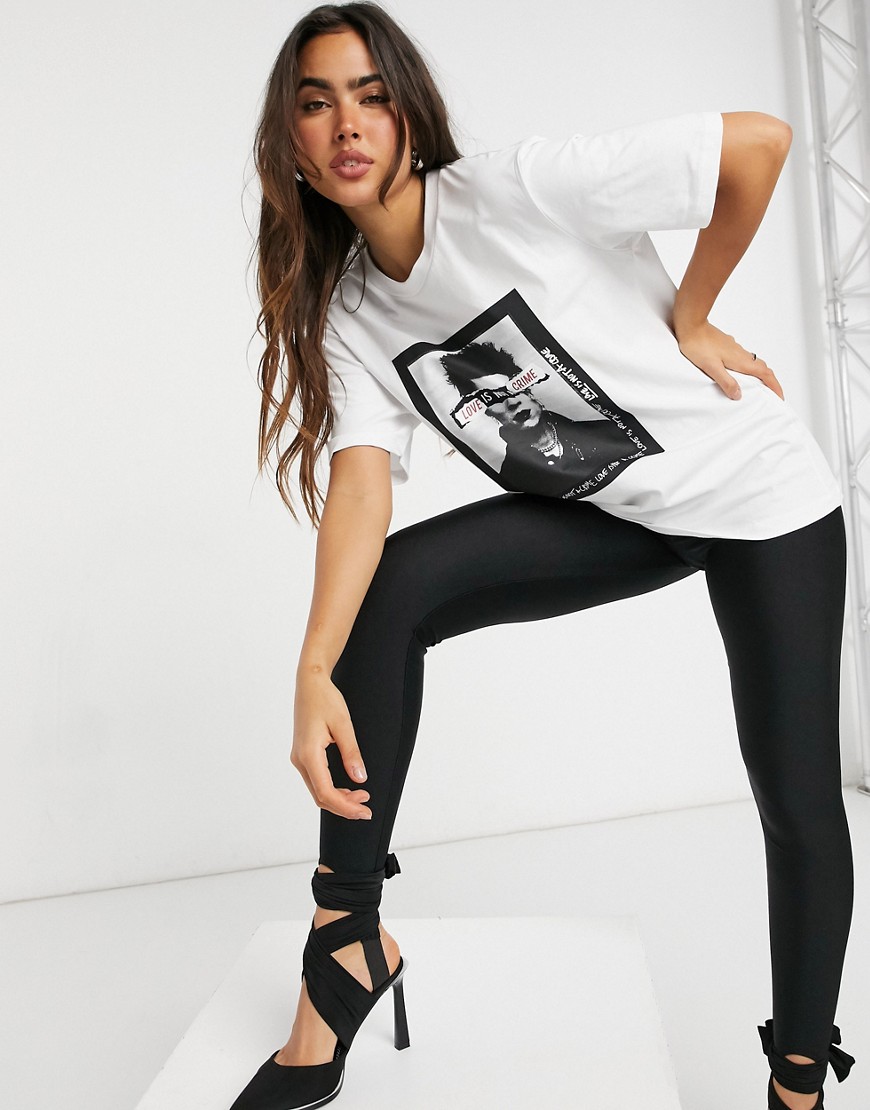 Won Hundred - Oversized T-shirt met Love is not a crime-print in wit
